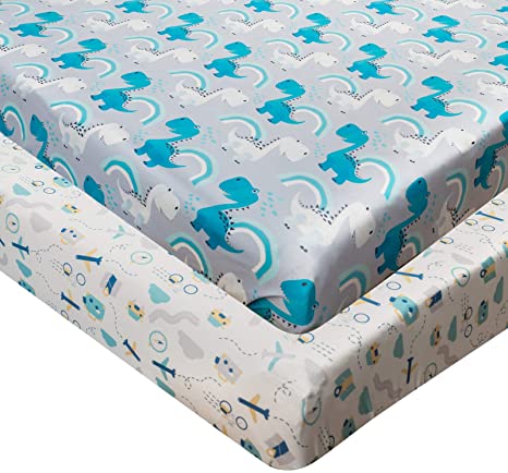 ALVABABY Stretchy Baby Crib Sheet 2 Pack Soft and Breathable for Boys Girls Fitted Cradle Fitted Sheets for Bassinet Pads/Mattress 2YTCZE01
