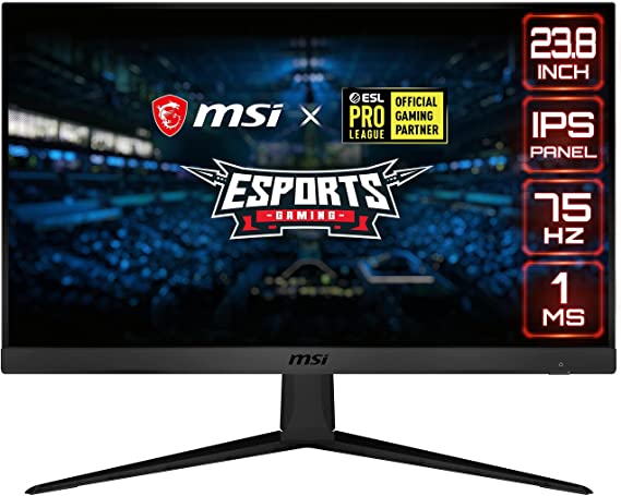 MSI 24” FHD (1920 x 1080) Non-Glare with Super Narrow Bezel 75Hz 1ms 16:9 HDMI/DP AMD Radeon FreeSync IPS Gaming Monitor (OPTIX G241V E2)