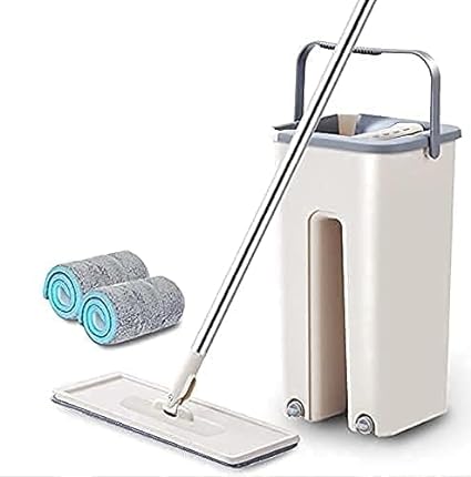 Mop-Heavy-Quality-Floor-Mop-with-Bucket,-Flexible-Kitchen-tap-Flat-Squeeze-Cleaning-Supplies-360°-Flexible-Mop-Head/2-Reusable-Pads-Clean-Home-Floor-CleanerN2