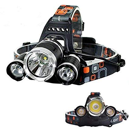 Super Bright LED Headlamp 4 switch modes Waterproof Flashlight Headlight with charger for Camping Riding Reading Rainy Weather Head-mounted Light(with battery& charger)