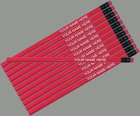 ezpencils - Personalized Neon Pink Hexagon Pencils - 12 pkg - ** FREE PERZONALIZATION **