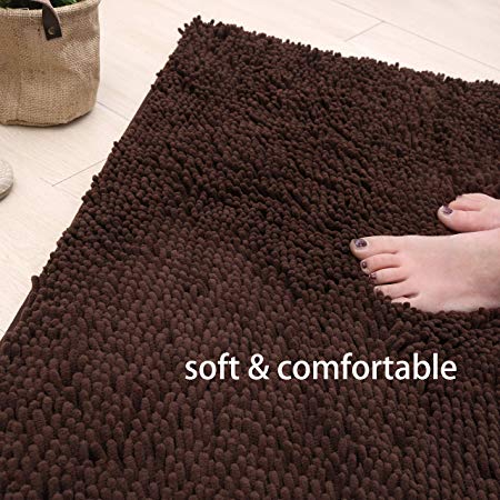 X•SOAR-Bath Mats for Bathroom,Soft and Shaggy Rugs Washable and Comfortable,Non Slip,Fast Dry Absorbent Water Kitchen Rugs.(20“×32“ inch, Brown)