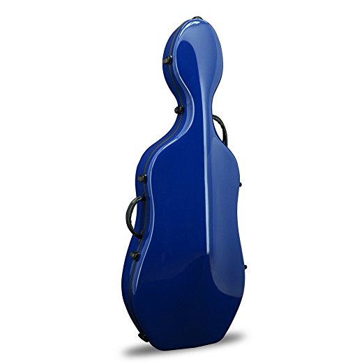 Crossrock CRF1000CEFN Fiberglass Cello 4/4 Full Size Hardshell Case, Wheels, Navy Blue