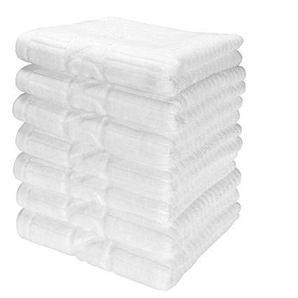 LIVINGbasics Premium 100% Cotton 8 Piece Hand Towel Set - Machine Washable, Super Soft, Absorbent, Hotel Quality - 29 1/2" x 13 3/4" (White)