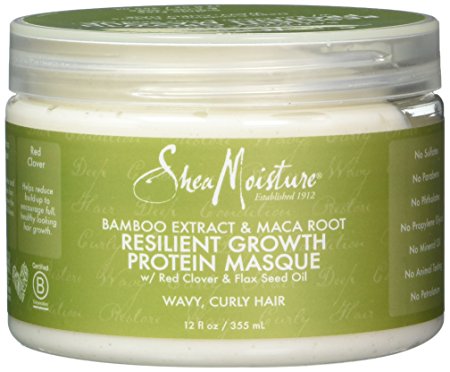 Shea Moisture Bamboo Extract & Maca Root Resilient Growth Protein Masque for Unisex, 12 Ounce