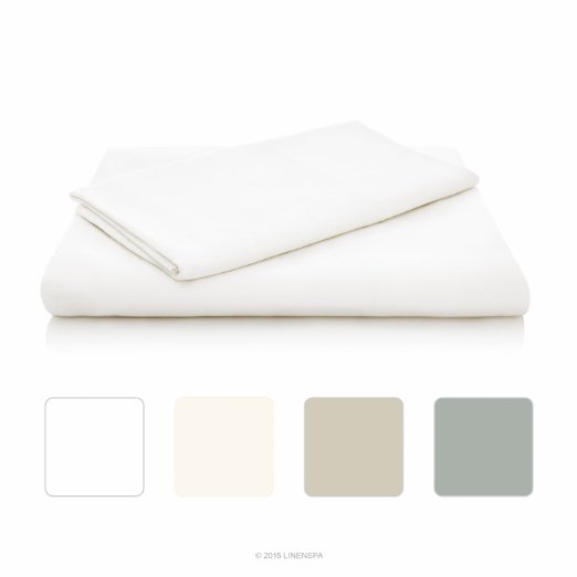 LINENSPA Ultra Soft Luxury 100% Rayon from Bamboo Sheet Set - King - White