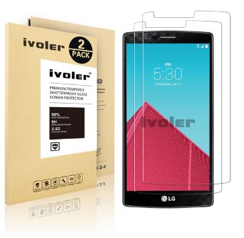 LG G4 Screen Protector- iVoler® [2 Pack] LG G4 Tempered Glass Screen Protector - 0.2mm Ballistics Glass, 2.5D 9H Hardness Featuring Anti-Scratch, Anti-Fingerprint, Bubble Free- Lifetime Warranty