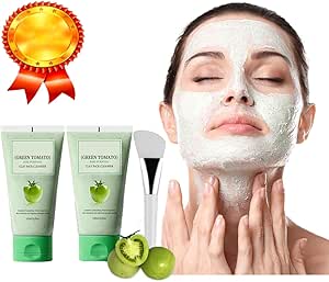 Beauty Skin Care Fully Green Tomato Mask,Green Tomato Clay Mask for Face,Facial Cleanser Green Mask Stick Black Head Remover for Face,Blackheads Remover Night Wrapping Masks,Travel Gifts for Women (1, mud)