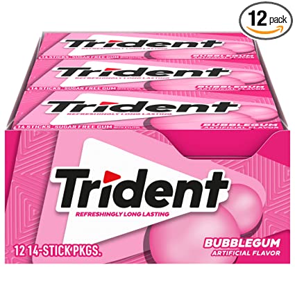 Trident Bubblegum Sugar Free Gum, 12 X 14