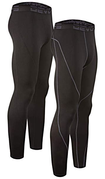 DEVOPS Men's 2 Pack Thermal Heat-Chain Compression Baselayer Long Johns Pants