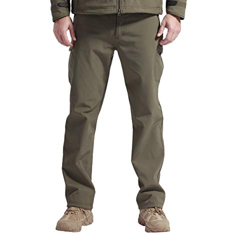 FREE SOLDIER Men's Outdoor Water Repellent Windproof Softshell Fleece Lined Cargo Snow Hiking Pants