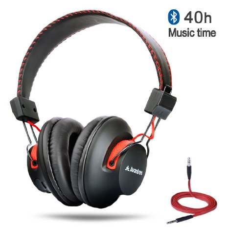 Avantree DEEP BASS Bluetooth Over Ear Headphones  with 35mm Audio In  Wireless or Wired  Easy Pair with NFC  40h Music Time  Super Comfortable - Audition