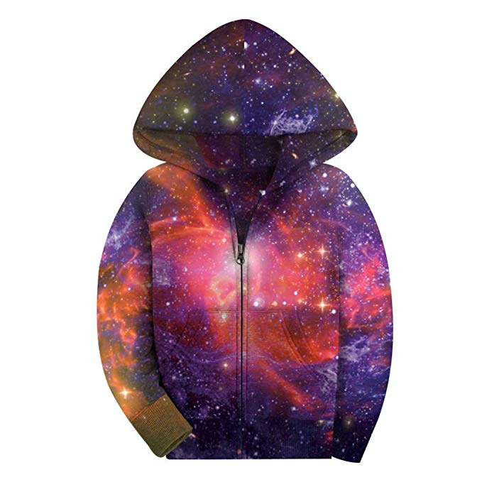 SAYM Big Girls' Youth Galaxy Teen Fleece Full Zip Jackets Pullover Hoodies