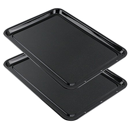 Spares2go Shallow Large Vitreous Enamel Raised Centre Oven Baking Trays (Pack of 2)