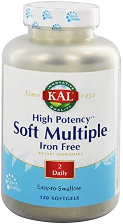 KAL High Potency Soft Multiple Iron Free Softgels, 120 Count