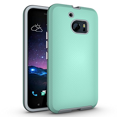 HTC One M10 Case,Berry (TM) [Non-slip] [Drop Protection] [Shock Proof] [Dual Lawyer] Hybrid Defender Armor Full Body Protective Rugged Holster Case Cover for HTC 10 / One M10 Mint Green