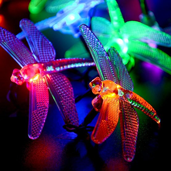 Qedertek Battery Christmas Lights, 7.34ft 20 LED Dragonfly String Lights, Waterproof Decoration Lighting for Indoor/Outdoor, Patio, Lawn, Garden, Party, Wedding (Multi-color)