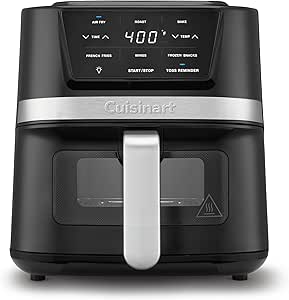 Cuisinart Air Fryer Oven – 2.6-Qt Basket Black and Stainless Steel Air Fryer – Dishwasher-Safe Parts with 3 Presets – Roast, Bake, and Air Fry – Quick & Easy Meals – AIR-80