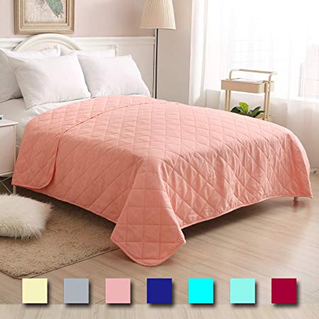 CottonTex Super Soft Bedspread Coral,Full/Queen Size 86x86 Inches Diamond Pattern Lightweight Hypoallergenic Microfiber Bed Coverlet Quilt