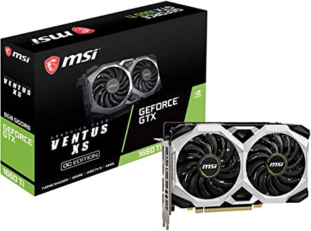 MSI Gaming GeForce GTX 1660 Ti 192-bit HDMI/DP 6GB GDRR6 HDCP Support DirectX 12 Dual Fan VR Ready OC Graphics Card (GTX 1660 TI Ventus XS 6G OC)