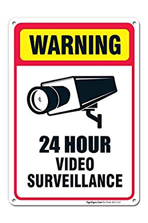 24 Hour Video Surveillance, 10x7 Rust Free,40 Aluminum, UV Printed, Easy to Mount Weather Resistant Long Lasting Ink Made in USA by SIGO SIGNS
