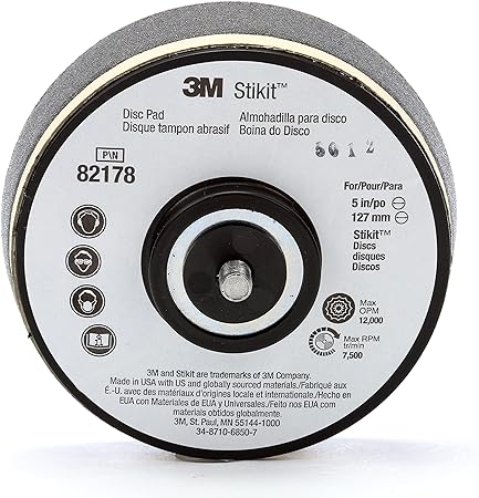 3M 82178 Soft Black Stikit Disc Pad - 5 in Diameter - 1 1/4 in Thick - 5/16-24 External Thread Attachment [PRICE is per PAD]