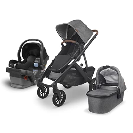 Vista V2 Stroller - Greyson (Charcoal Melange/Carbon/Saddle Leather)   MESA Infant Car Seat - Jake (Black)