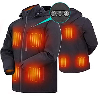 Heated Jacket for Men, Electric Heating Windproof Warm Coat 7.4V Battery / 8 Heating Areas for Winter Use