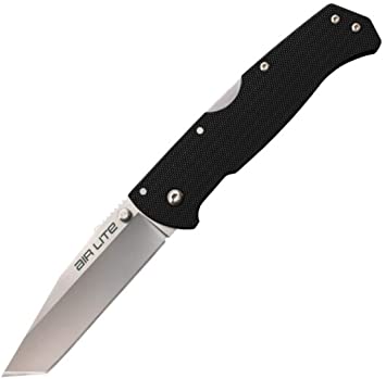 Cold Steel Air Lite Folding Knife with Japanese 10A Steel Blade, Tri-Ad Lock, Pocket Clip and G-10 Handle, Tanto Point