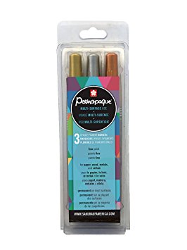 Sakura 48101 3-Piece Permapaque Assorted Color Metallic Fine Point Opaque Paint Marker Set