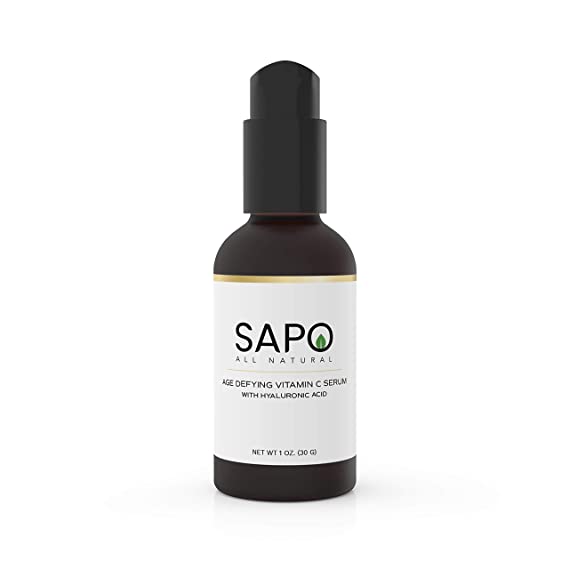 Sapo All Natural Vitamin C Serum with Citrus Stem Cells and Hyaluronic Acid - Restore and Nourish Your Face - Can Be Used As A Gentle Exfoliating Moisturizer For Brighter and Healthier Skin - 1 Fl Oz
