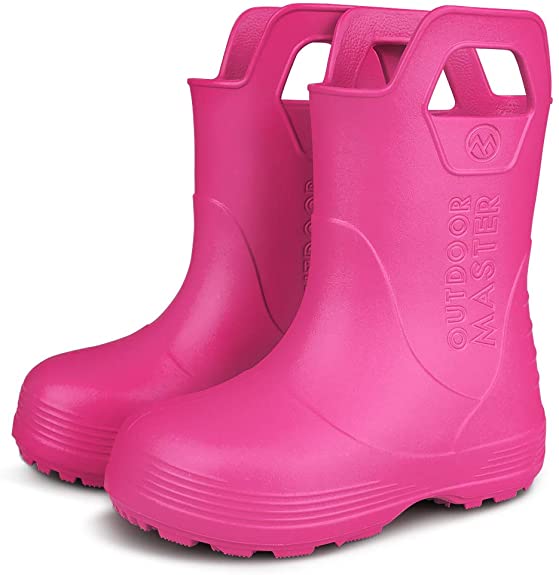 OutdoorMaster Kids Toddler Rain Boots, Lightweight, Easy to Clean for Boys Girls