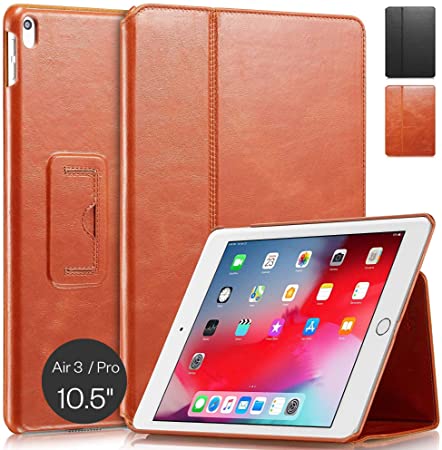 KAVAJ Case Leather Cover Berlin Works with Apple iPad Air 3 2019 & iPad Pro 10.5" Cognac-Brown Genuine Cowhide Leather with Built-in Stand Auto Wake/Sleep Function. Slim Fit Smart Folio Covers