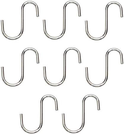 Klaxon Stainless Steel S-Hook Set (Silver, Pack of 8)