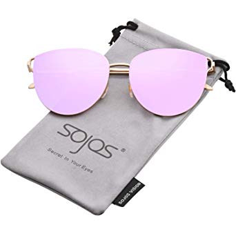 SOJOS Mirrored Flat Lens Fashion Sunglasses for Women SJ1085