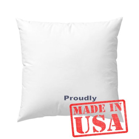 Mybecca 18 X 18 Sham Stuffer Square Hypoallergenic Pillow Insert Polyester White First Quality Made in USA