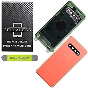 CELL4LESS Back Glass Replacement for The Galaxy S10 Model Including Camera Frame, Lens, & Removal Tool (Flamingo Pink)