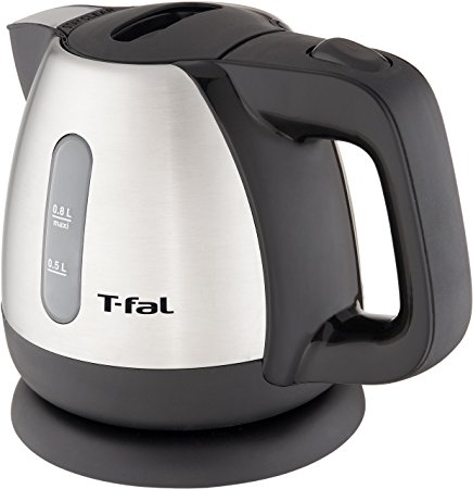 T-fal BI802551 Brushed Stainless Steel 0.8-Liter 1450-Watt Mini Electric Kettle, Silver