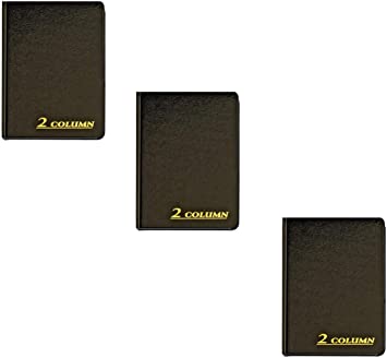 Adams Account Book, 2-Column, Black Cloth Cover, 9.25 x 7 Inches, 80 Pages per Book, Sold as 3 Pack