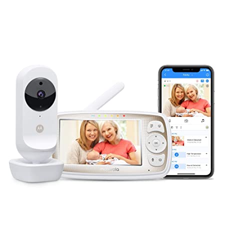 Motorola Connect20 Wireless Home Monitoring Camera - 4.3” Color Display WiFi Household Monitor for Baby, Elderly, Pet - Intercom Talk, Night Vision, Digital Zoom, Temperature Sensor - Voice-Assistant