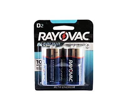 Rayovac D Alkaline Batteries, 813-2F, 2-Pack