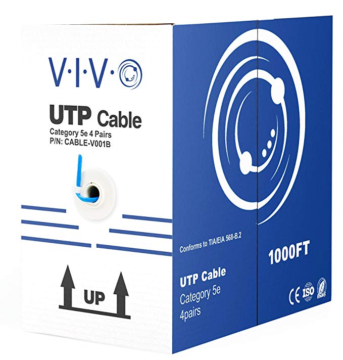 VIVO Blue 1,000 ft bulk Cat5e Ethernet Cable/Wire UTP Pull Box 1,000ft Cat-5e Style (CABLE-V001B)