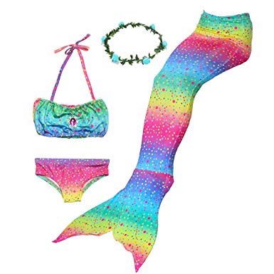 Ubetoone 3Pcs Mermaid Tails for Swimming Swimsuit Bikini Mermaid Party Supplies