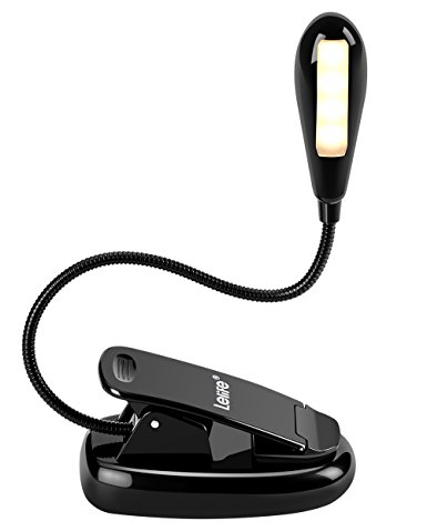 Lelife Rechargeable Book Light,Warm Yellow LED,Clip On Reading Light, UL Certified AC Charger & USB Cable Included,2 Brightness Level