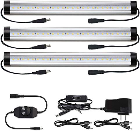 Under Cabinet LED Lighting Kit Plug in - Albrillo Dimmable Counter Light Strips, 900 Lumen Bright Kitchen Closet Shelf Lights, Daylight White 5000K
