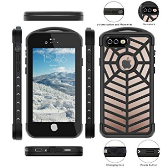iPhone 7 Plus Waterproof Case, ERUN Spider Series Waterproof Shockproof Dirtproof Snowproof Case Cover for iPhone 7 Plus 5.5 inch (Transparent)