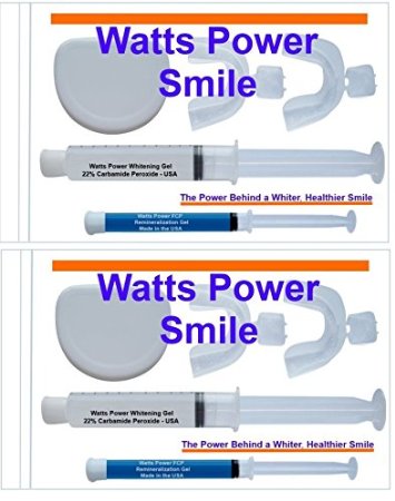 2 - Watts Power Sensitive Formula 22 Tooth Whitening Kits  New Aftercare Gels  Huge 20ml