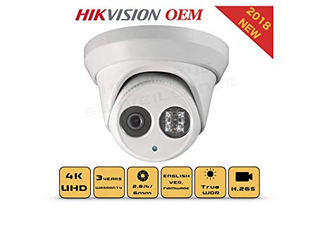 4K PoE Security IP Camera - Compatible as Hikvision DS-2CD2385FWD-I UltraHD 8MP Turret Onvif IR Night Vision Weatherproof WideAngle 2.8mmLens Best for Home and Business Security, 3 Year Warranty