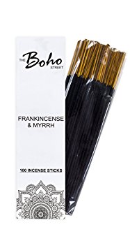 The Boho Street Premium Incense Sticks - Frankincense and Myrrh 100% Hand Rolled Hand Dipped in India 100 Sticks pack (100)