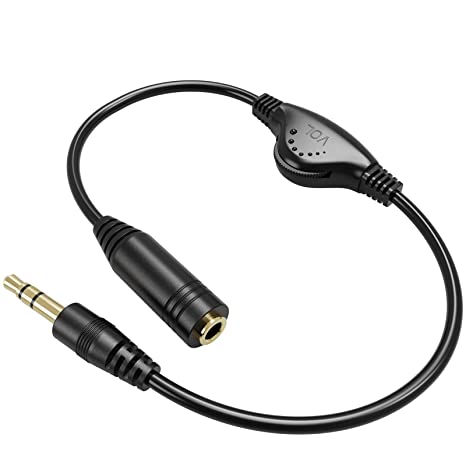 PChero 3.5mm Male to Female Stereo Audio Extension Adapter Cable with Volume Adjustment Control - 10inch
